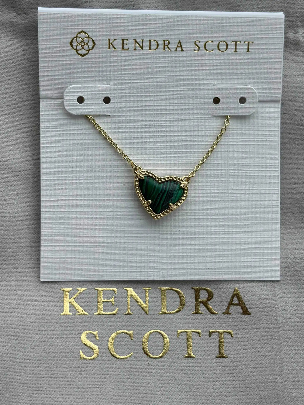 Kendra Scott Green Heart Pendant Necklace